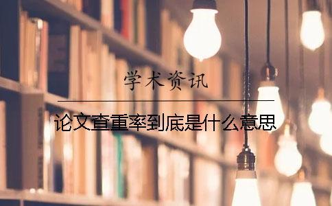 論文查重率到底是什么意思？